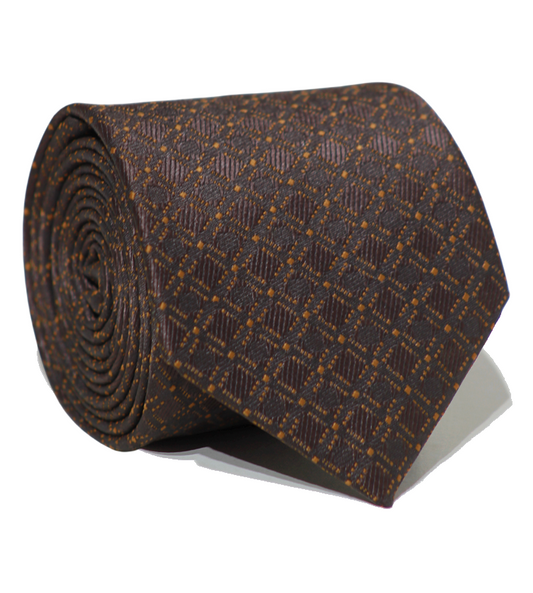 Luxury Brown~Orange Jacquard Tie