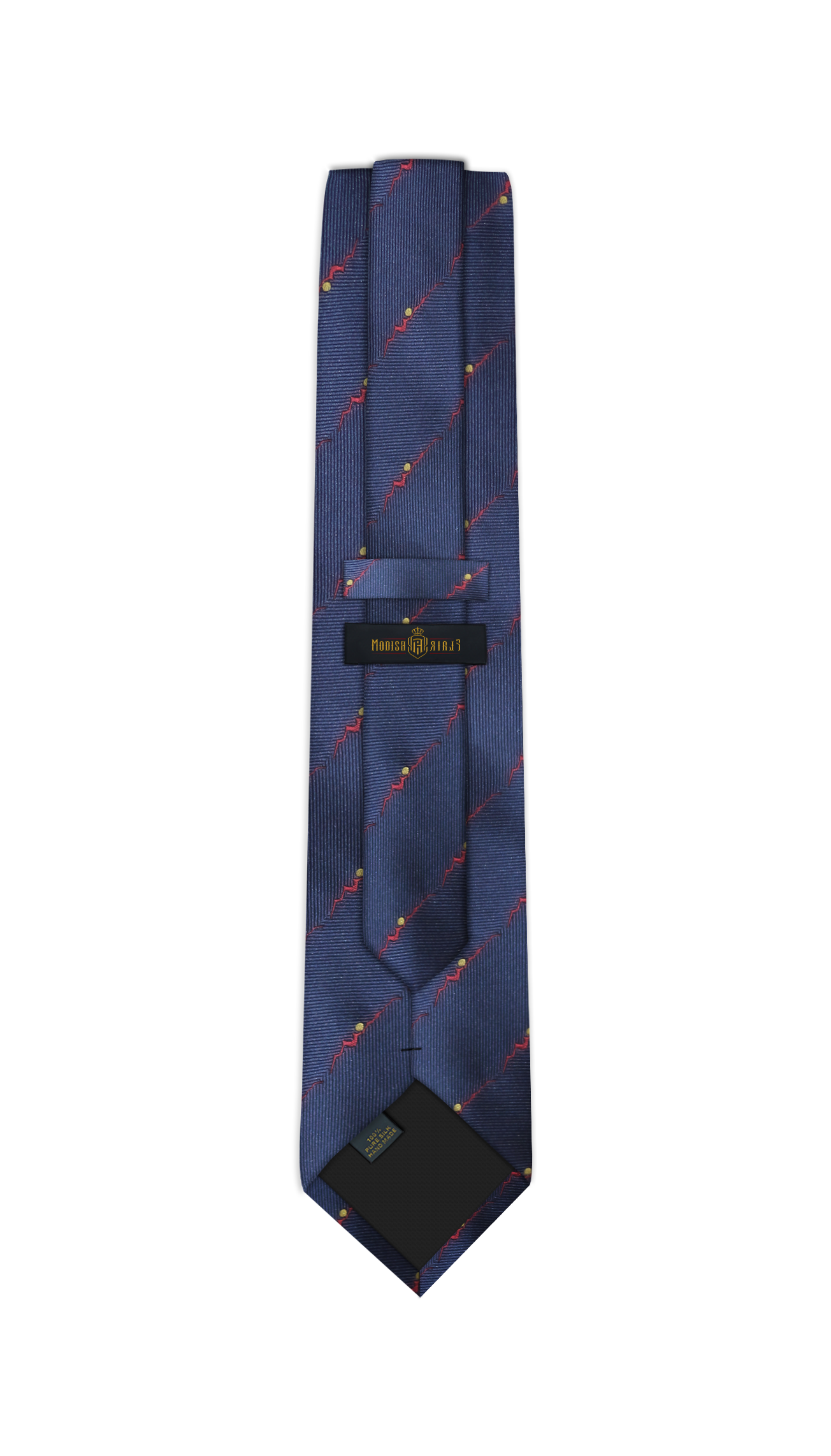 Luxury Navy/Red Lines/Yellow Dots Silk Tie