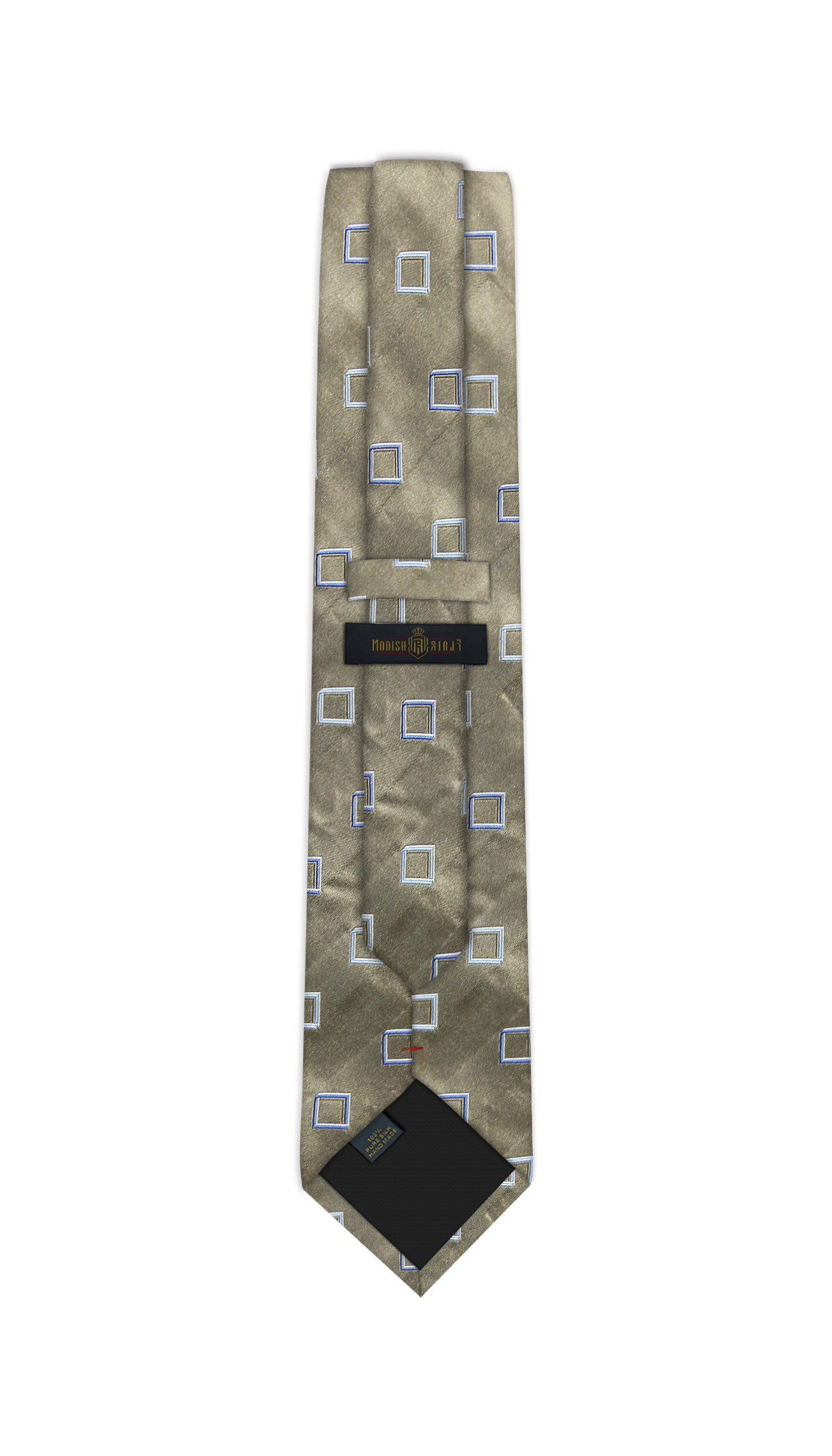 Luxury Gold/Blue Square Silk Tie