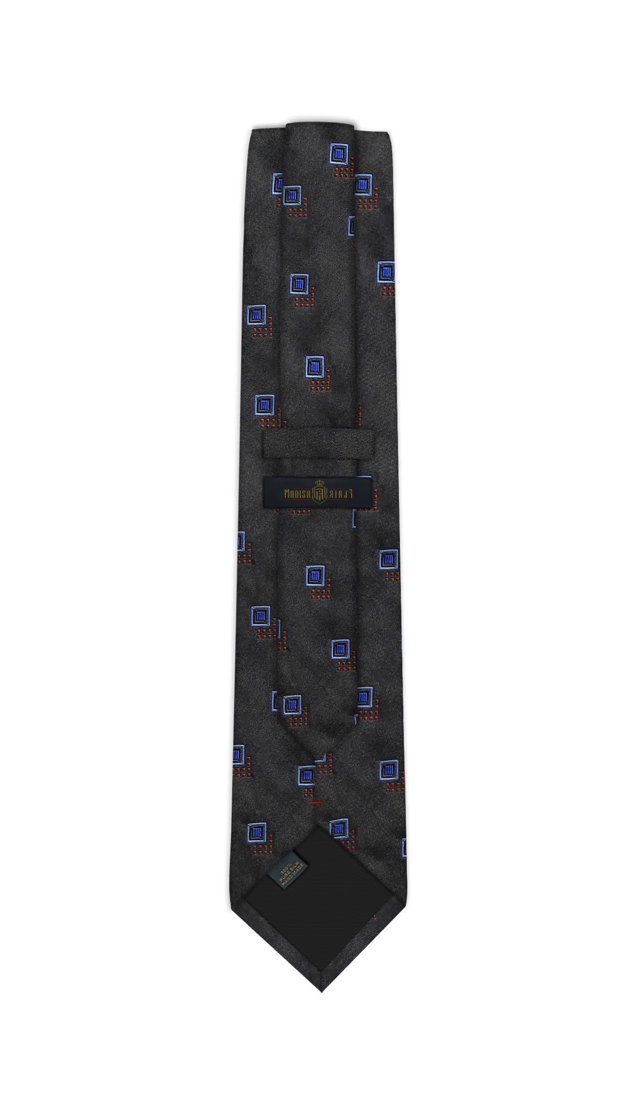 Luxury Dark Gray/Blue Square Silk Tie