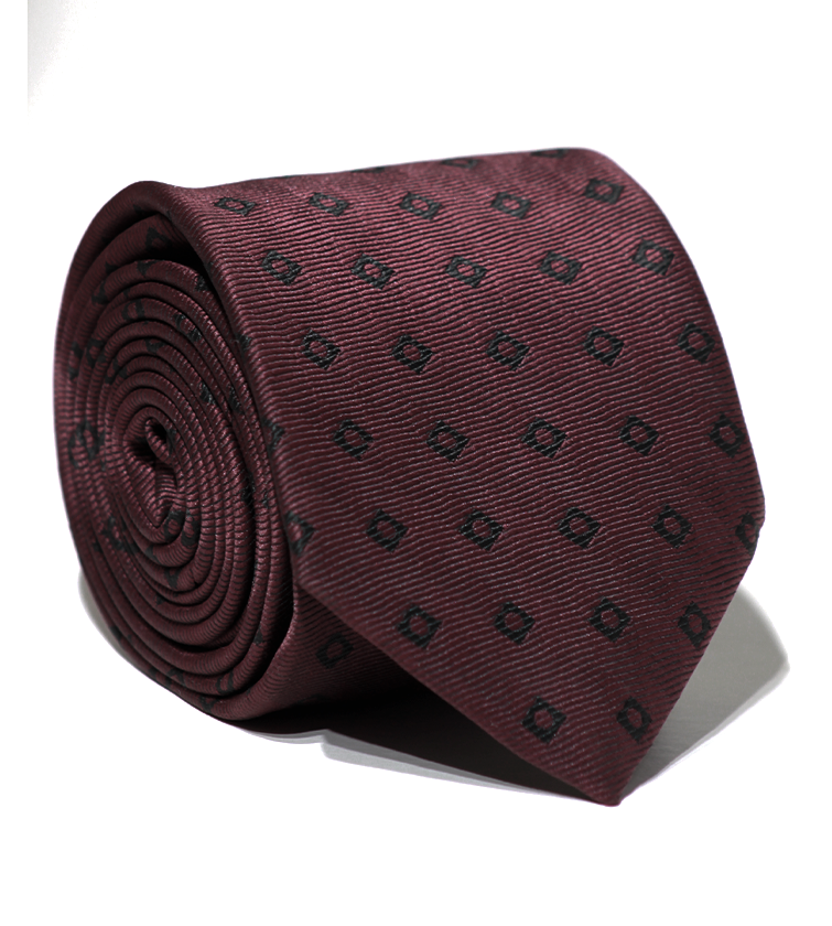 Luxury Brgundy/Black Square Jacquard Tie