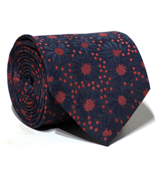 Luxury Navy~Red Jacquard Tie