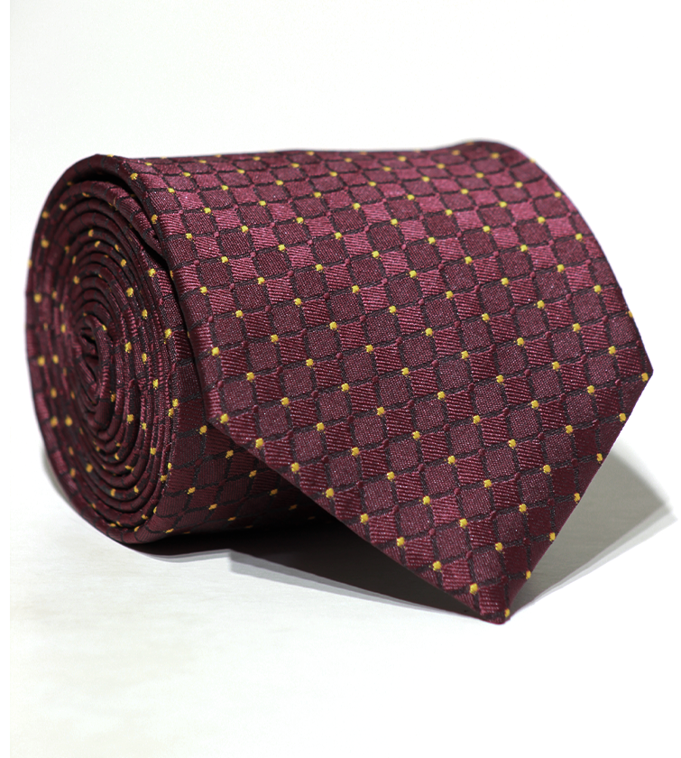 Luxury Burgundy/Yellow Dots Jacquard Tie