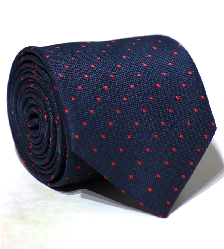 Luxury Navy Blue/Red Jacquard Tie
