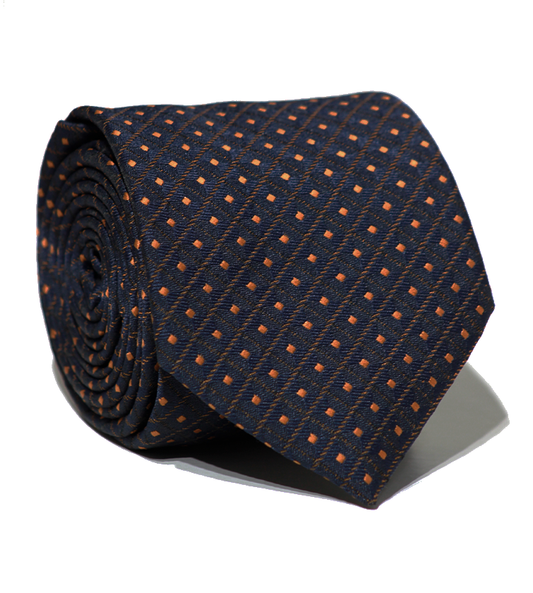 Luxury Navy Blue/Orange Jacquard Tie