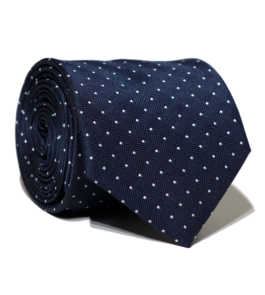 Luxury Navy~White Jacquard Tie