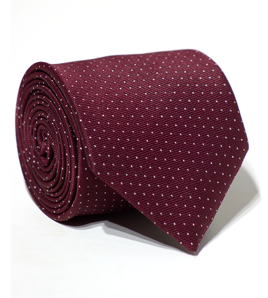 Luxury Maroon~White Jacquard Tie
