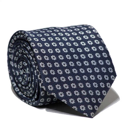 Luxury Navy~White Jacquard Tie