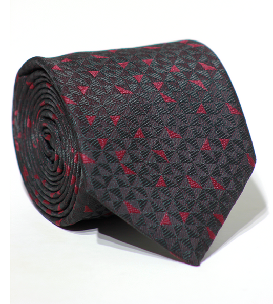 Cravate Jacquard Luxe Noir~Rouge