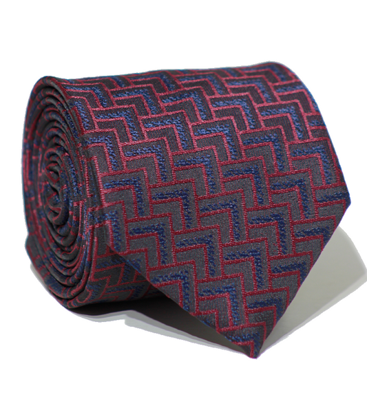 Luxury Maroon~Navy Jacquard Tie