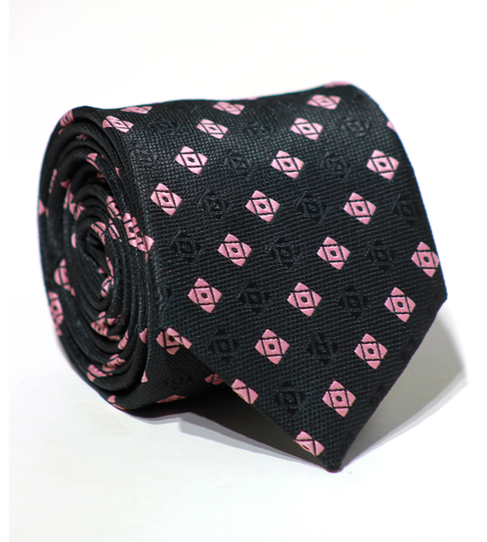 Luxury Black~Pink Jacquard Tie