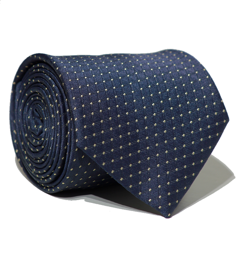 Luxury Navy Blue/Off White Jacquard Tie