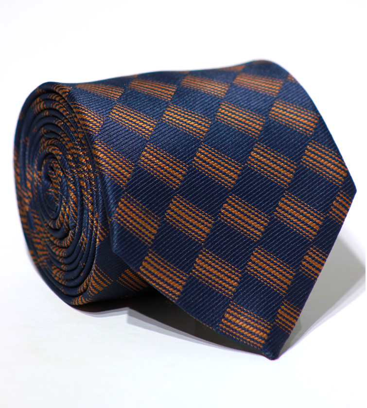 Luxury Navy Blue/Bronze Jacquard Tie