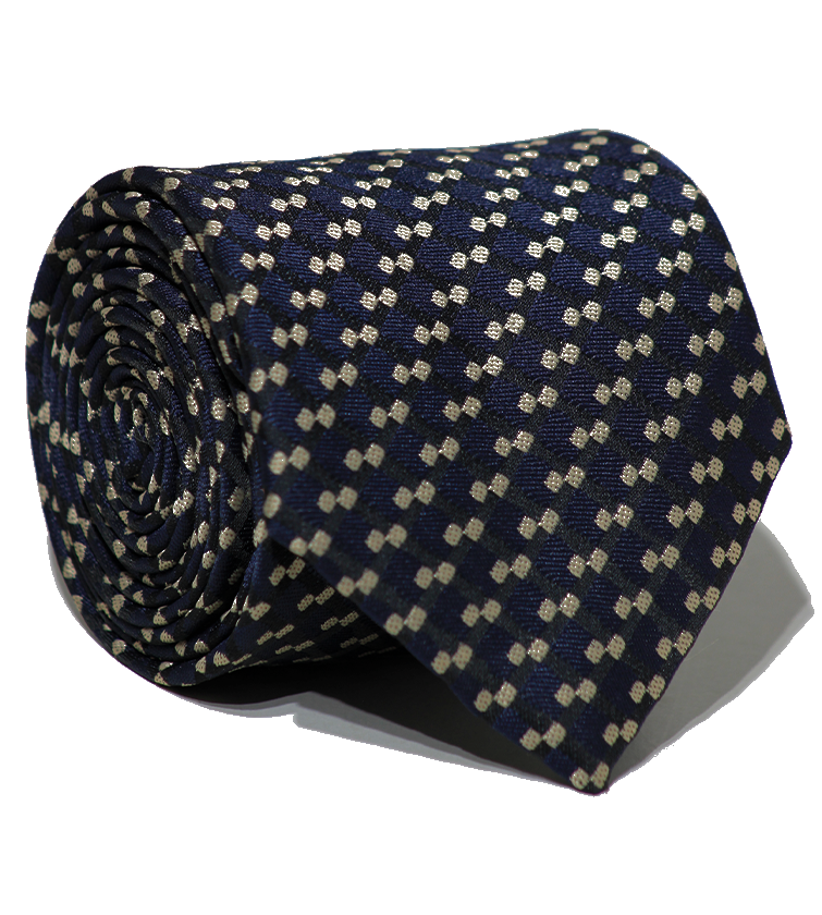 Luxury Navy Blue/Off White Jacquard Tie