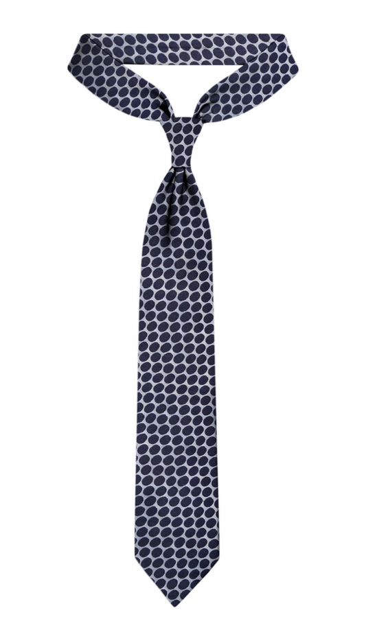 Cravate jacquard de luxe bleu marine et blanc