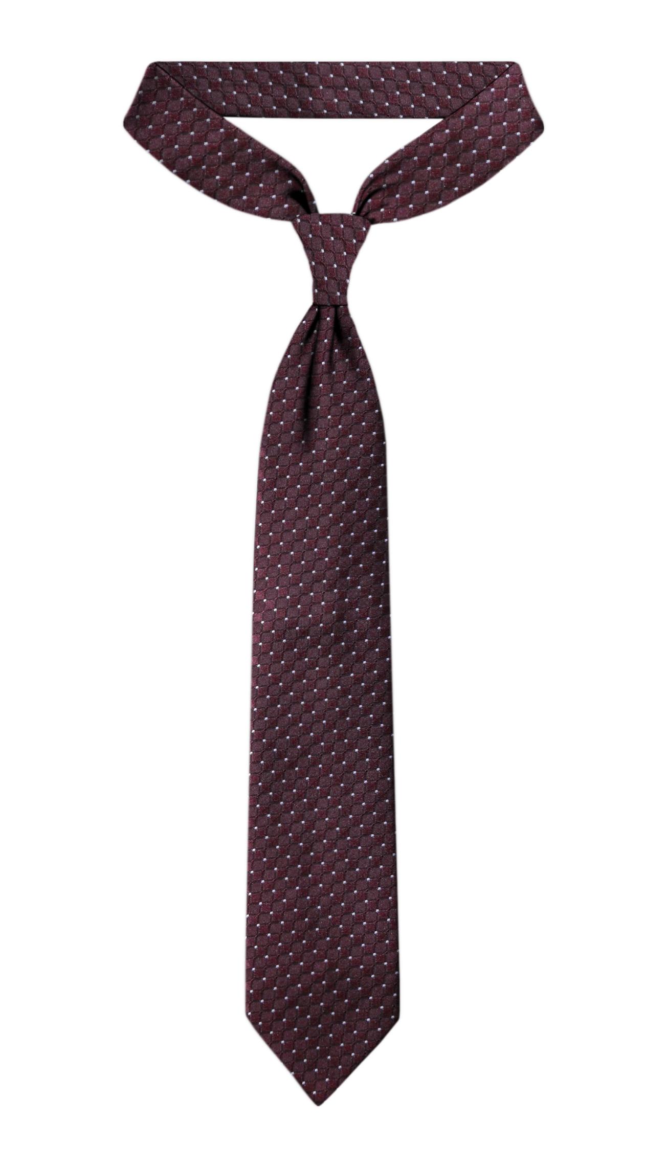 Luxury Burgundy/White Dots Jacquard Tie