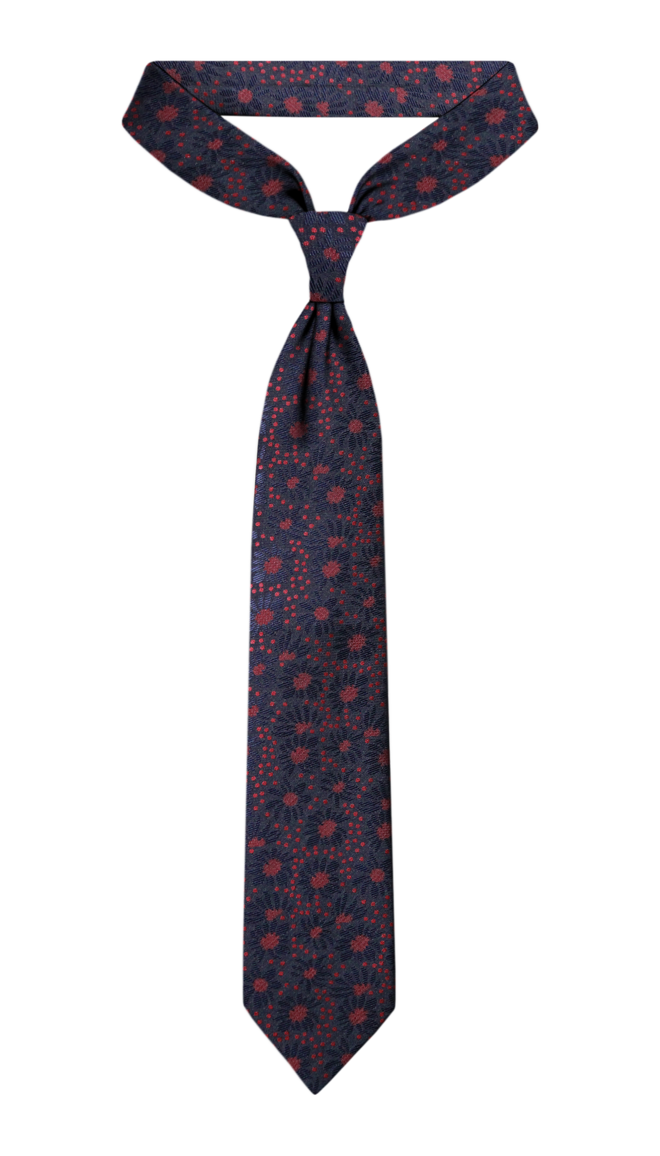 Luxury Navy Blue/Red Jacquard Tie