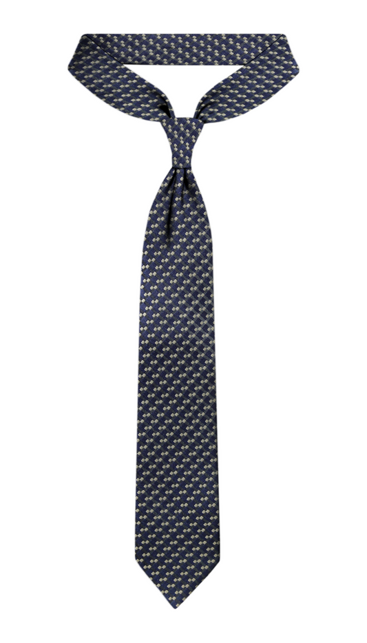 Luxury Navy~Off White Jacquard Tie