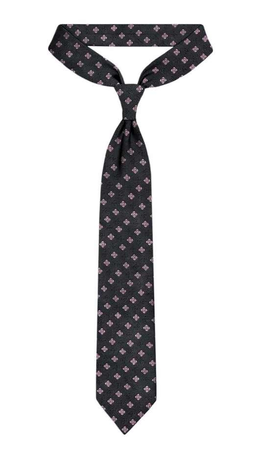 Cravate Jacquard Luxe Noir~Rose