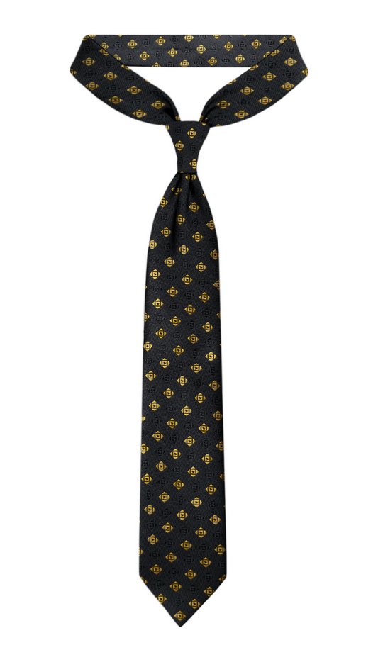 Cravate Jacquard Noire et Jaune de Luxe
