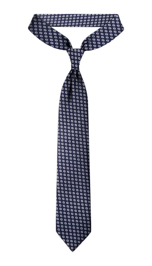 Luxury Navy~White Jacquard Tie