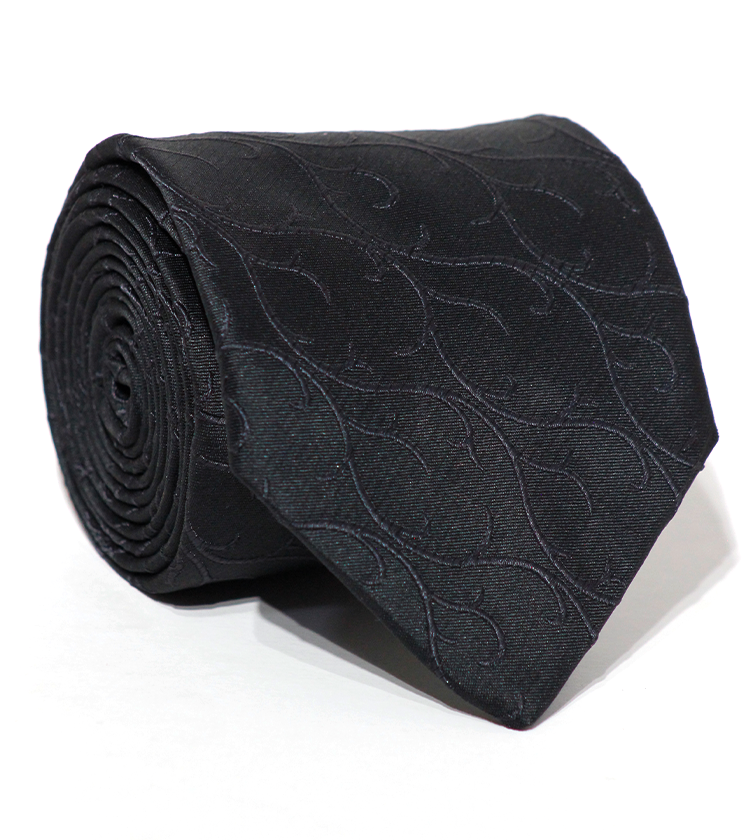 Luxury Black Pattern Silk Tie