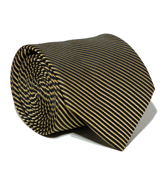 Luxury Striped Gold Silk Tie