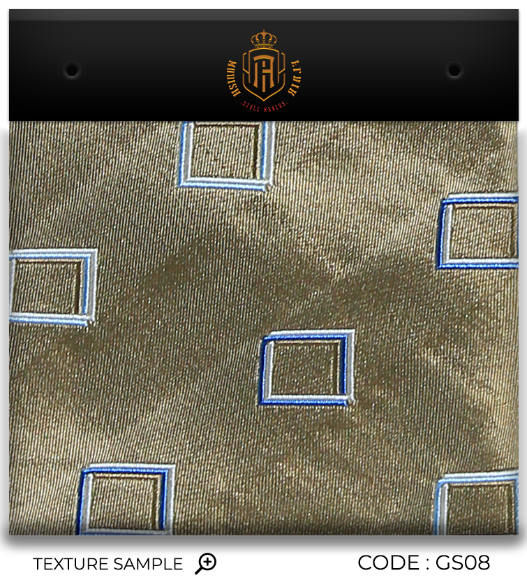 Luxury Gold/Blue Square Silk Tie