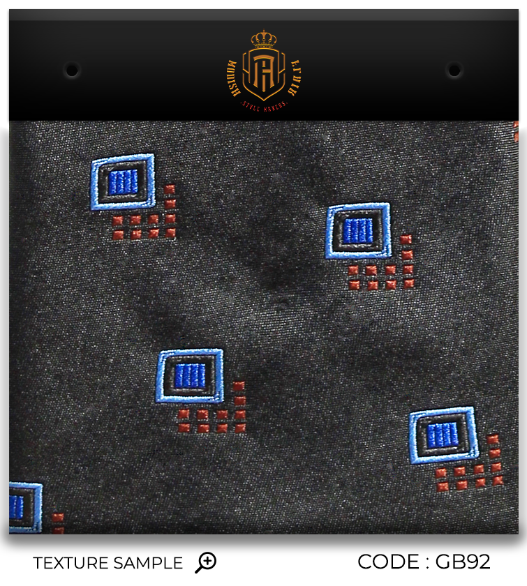 Luxury Dark Gray/Blue Square Silk Tie