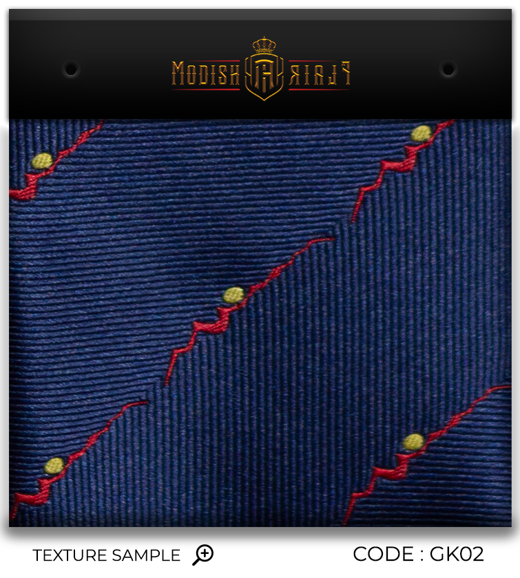 Luxury Navy/Red Lines/Yellow Dots Silk Tie