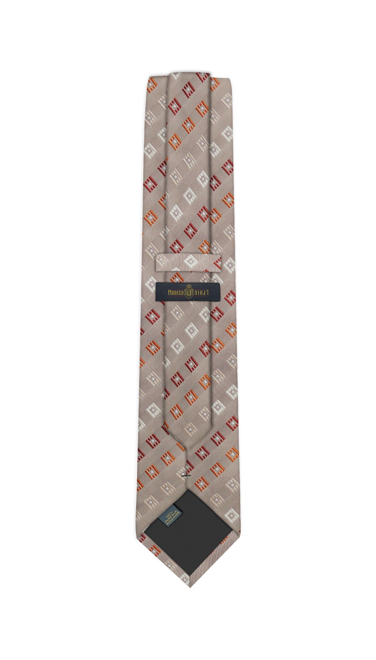 Luxury Mixed Beige/Red/Orange Silk Tie
