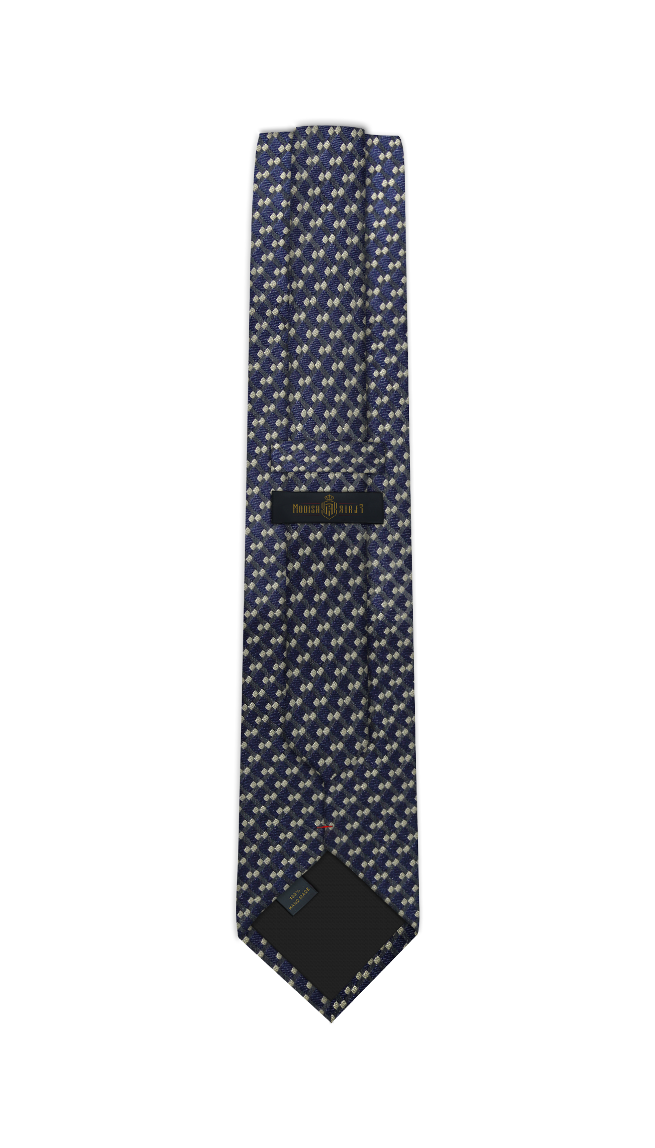 Luxury Navy Blue/Off White Jacquard Tie