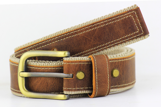 Luxury Leather & Canvas Belt