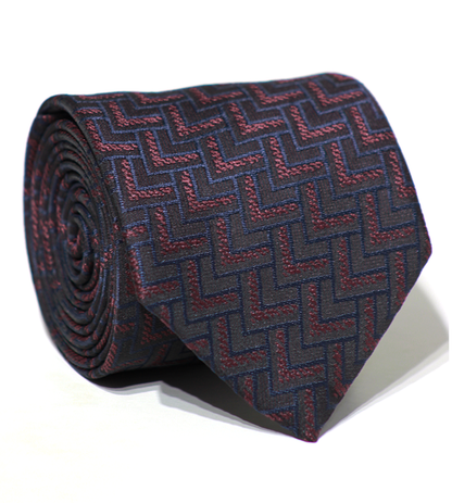 Luxury Navy~Red Jacquard Tie