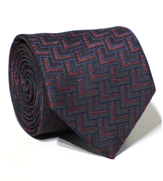 Luxury Navy~Red Jacquard Tie