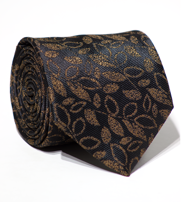 Luxury Black~Gold Jacquard Tie