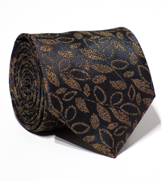 Luxury Black~Gold Jacquard Tie