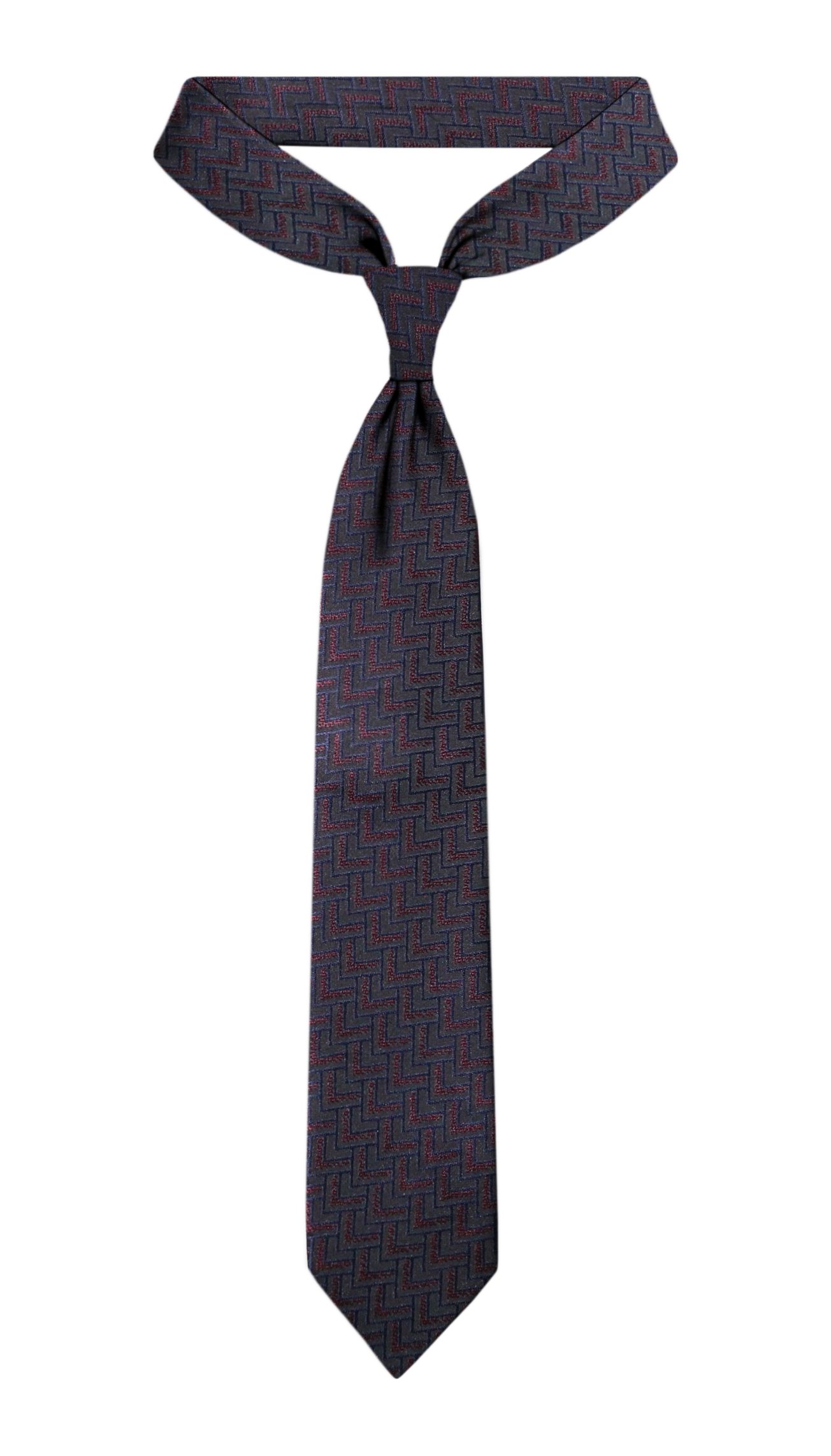 Luxury Navy~Red Jacquard Tie