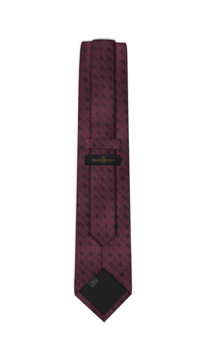 Luxury Brgundy/Black Square Jacquard Tie