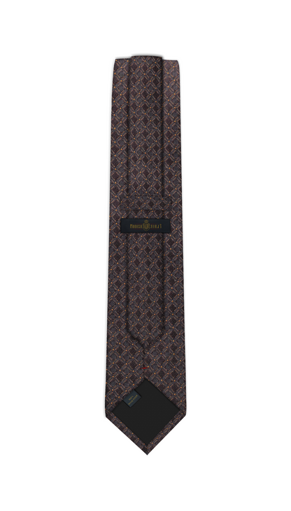 Luxury Brown~Orange Jacquard Tie