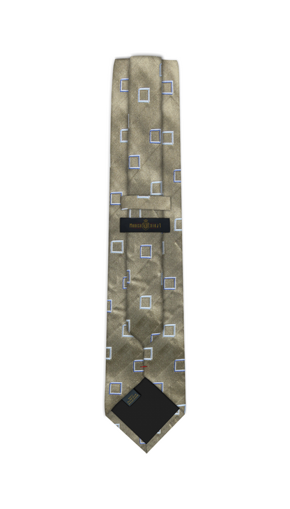 Luxury Gold/Blue Square Silk Tie