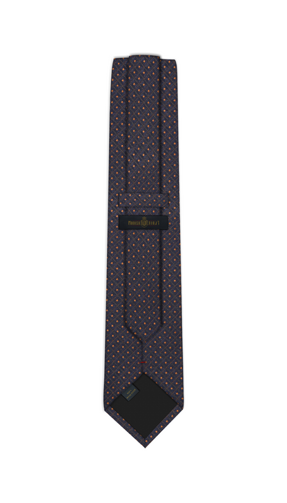 Luxury Navy Blue/Orange Jacquard Tie