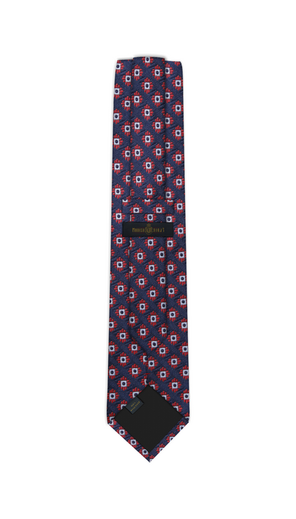 Luxury Navy Blue/Red Jacquard Tie