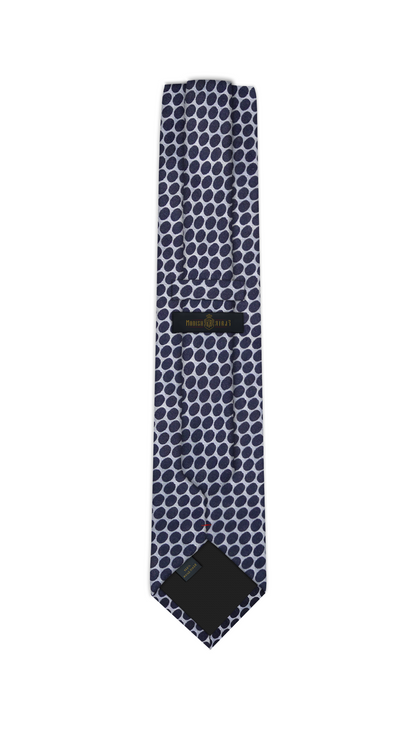 Luxury White/Navy Blue Jacquard Tie