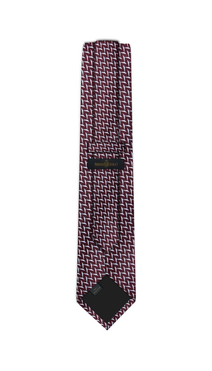 Luxury Maroon~White Jacquard Tie