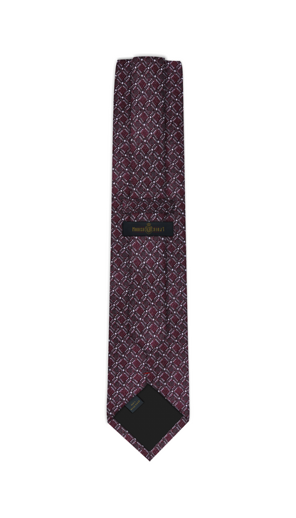 Luxury Maroon~White Jacquard Tie