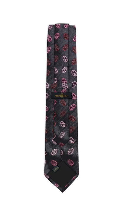 Luxury Dark Gray /Pink Silk Tie
