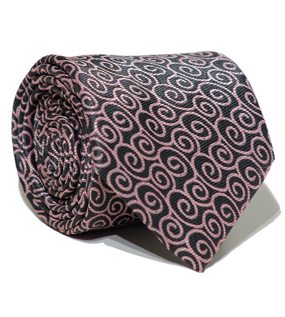 Luxury Black~Pink Jacquard Tie