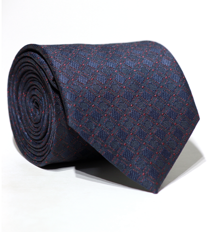 Luxury Navy Blue/Red Jacquard Tie