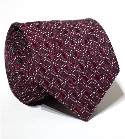 Luxury Maroon~White Jacquard Tie
